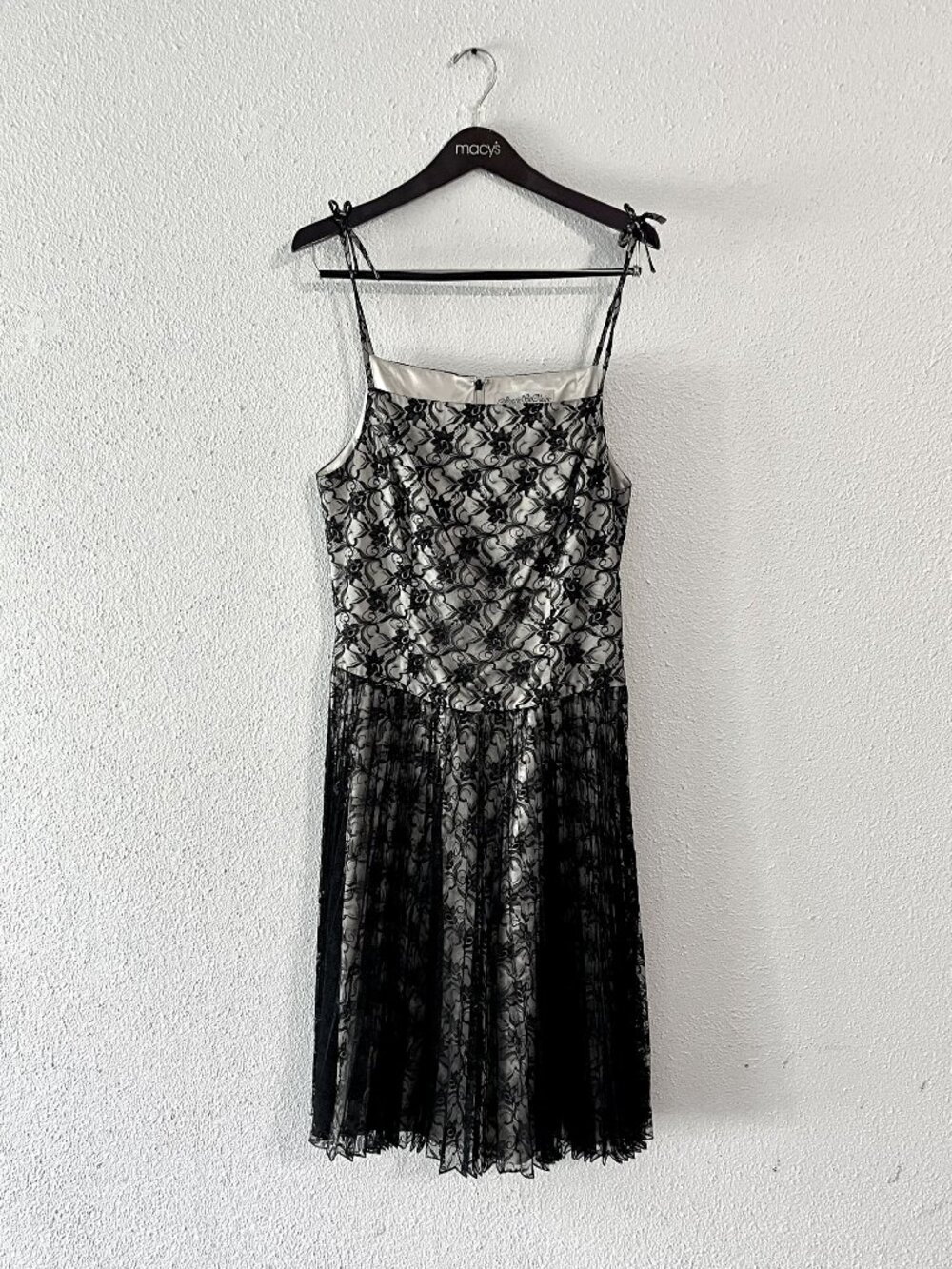 Marie St. Claire 80s Womens Black Lace Beaded Formal Cocktail Dress Size 10